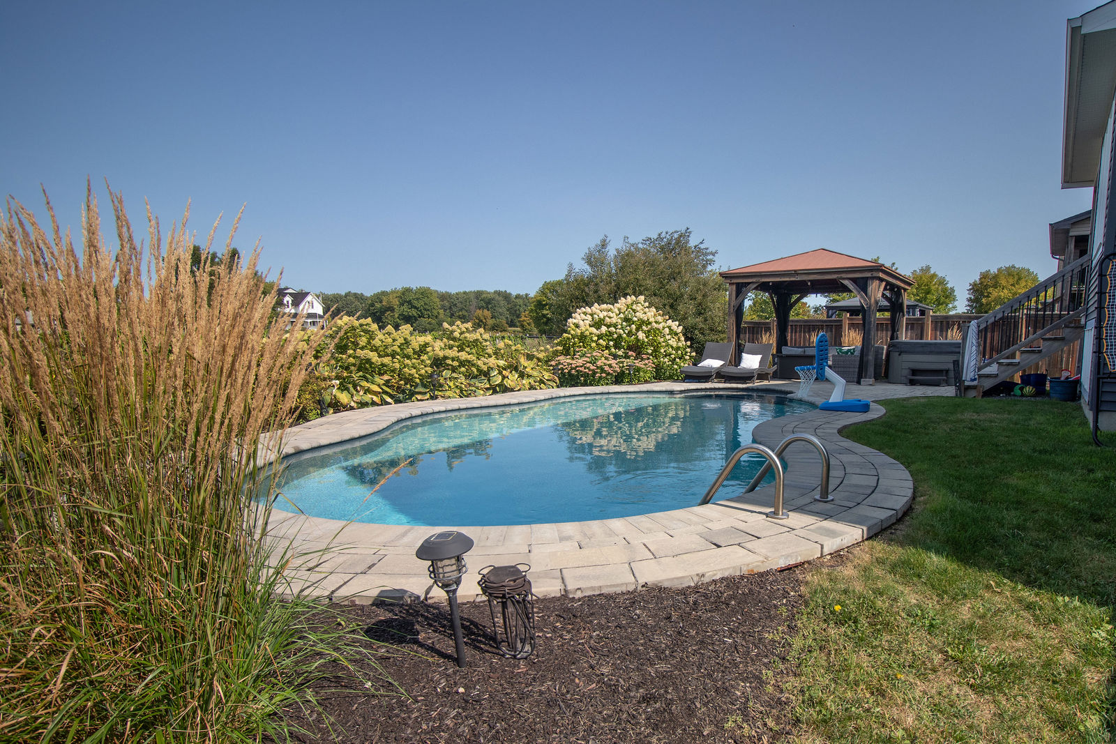 Main view of Freeform Pool and Gazebo Retreat.
